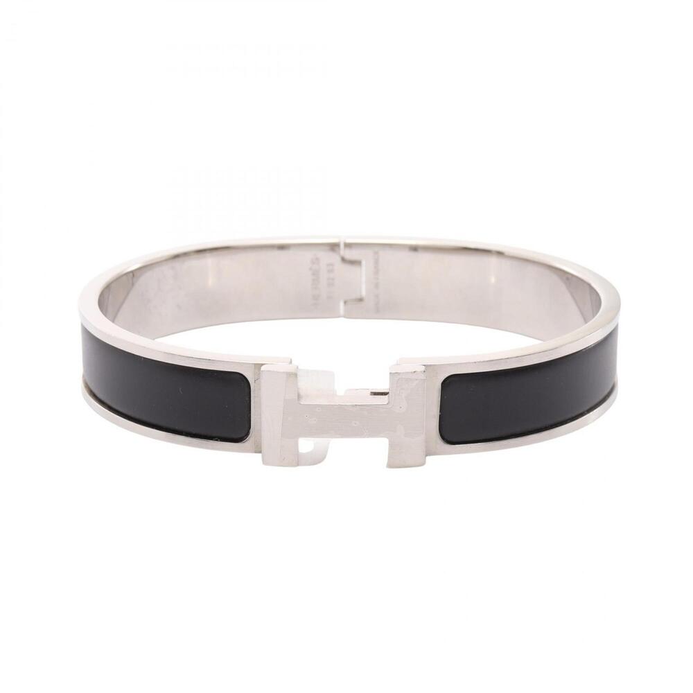 Hermes HERMES Clic Clac PM Bangle Accessory Metal Enamel Women's Silver/Black